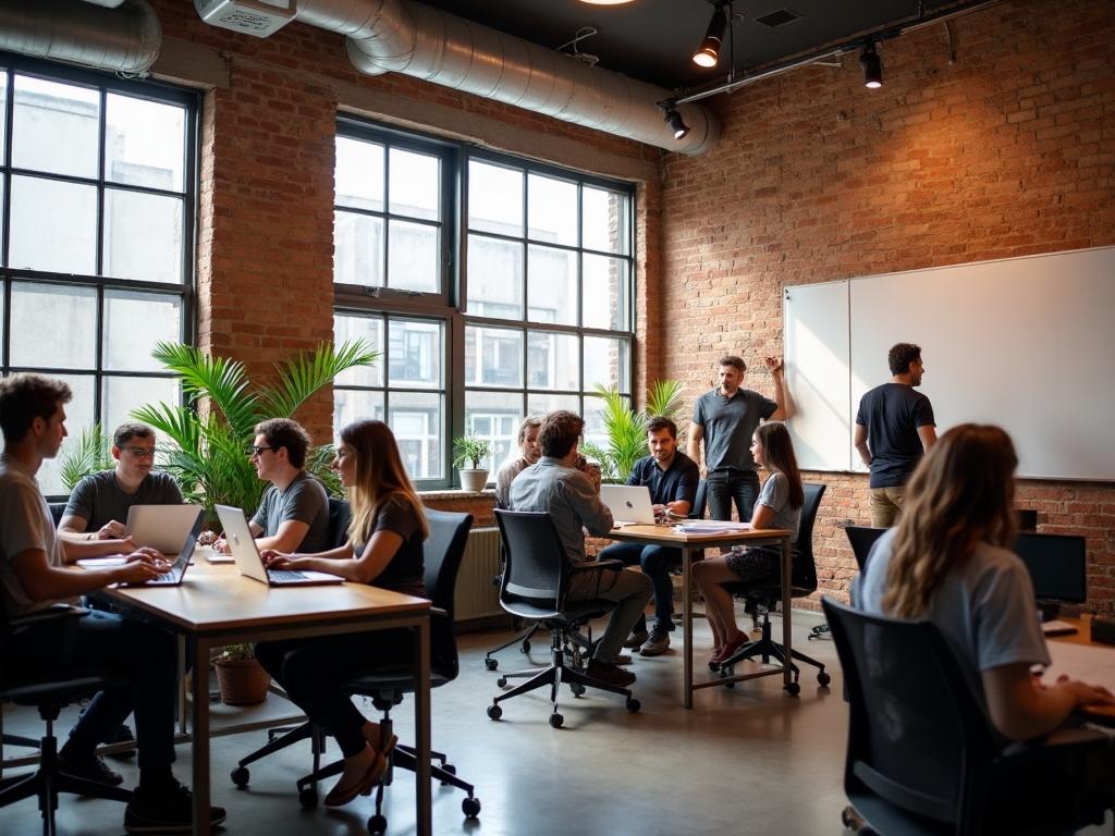 Austin business team collaborating in modern office