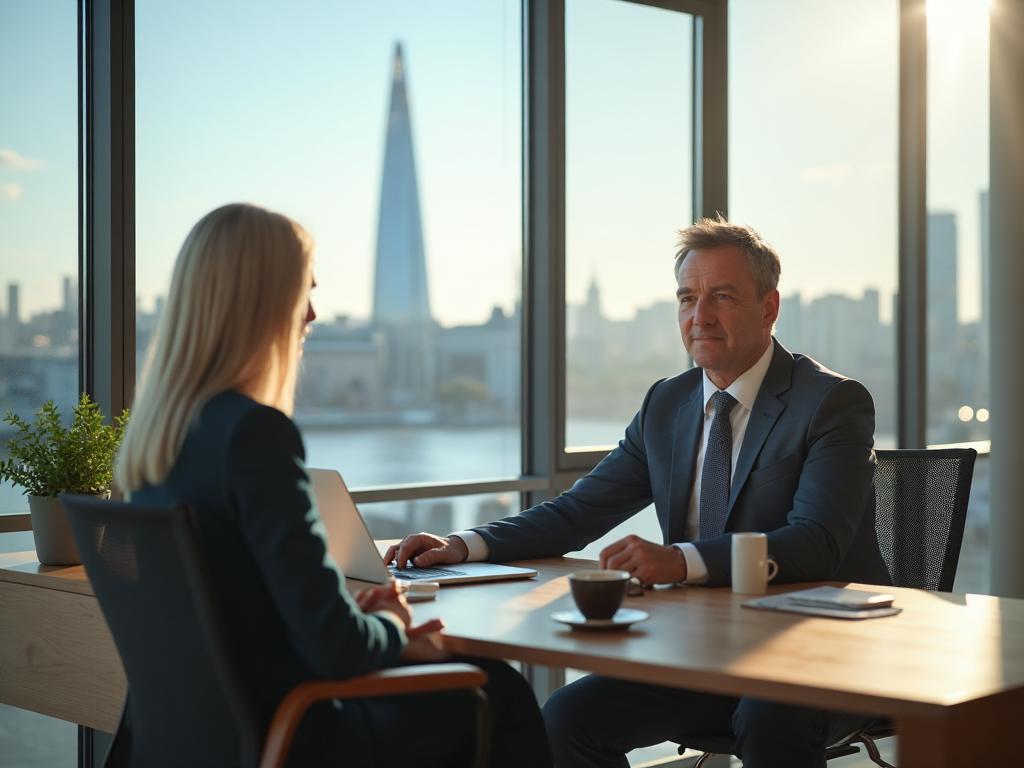 London business consultation with The Shard skyline