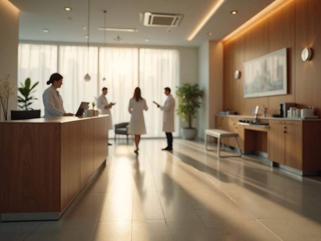 New York clinic business owner working with staff