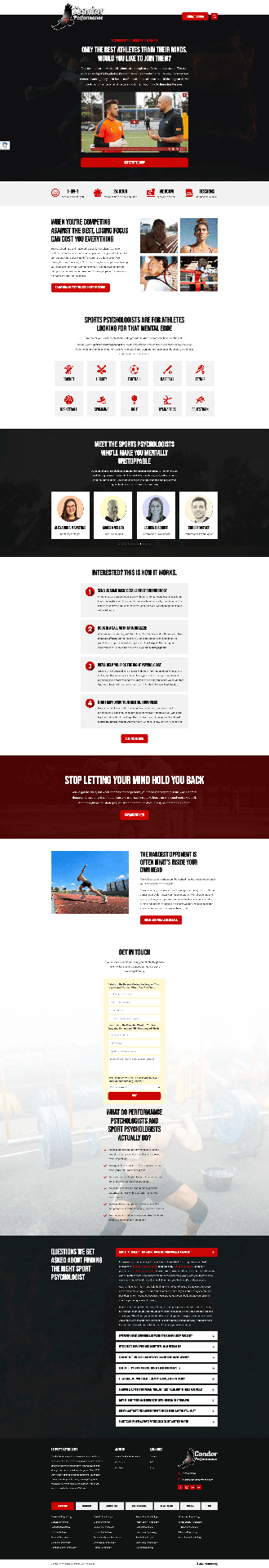 Sports psychologist landing page example designed to convert athletes into consultation bookings