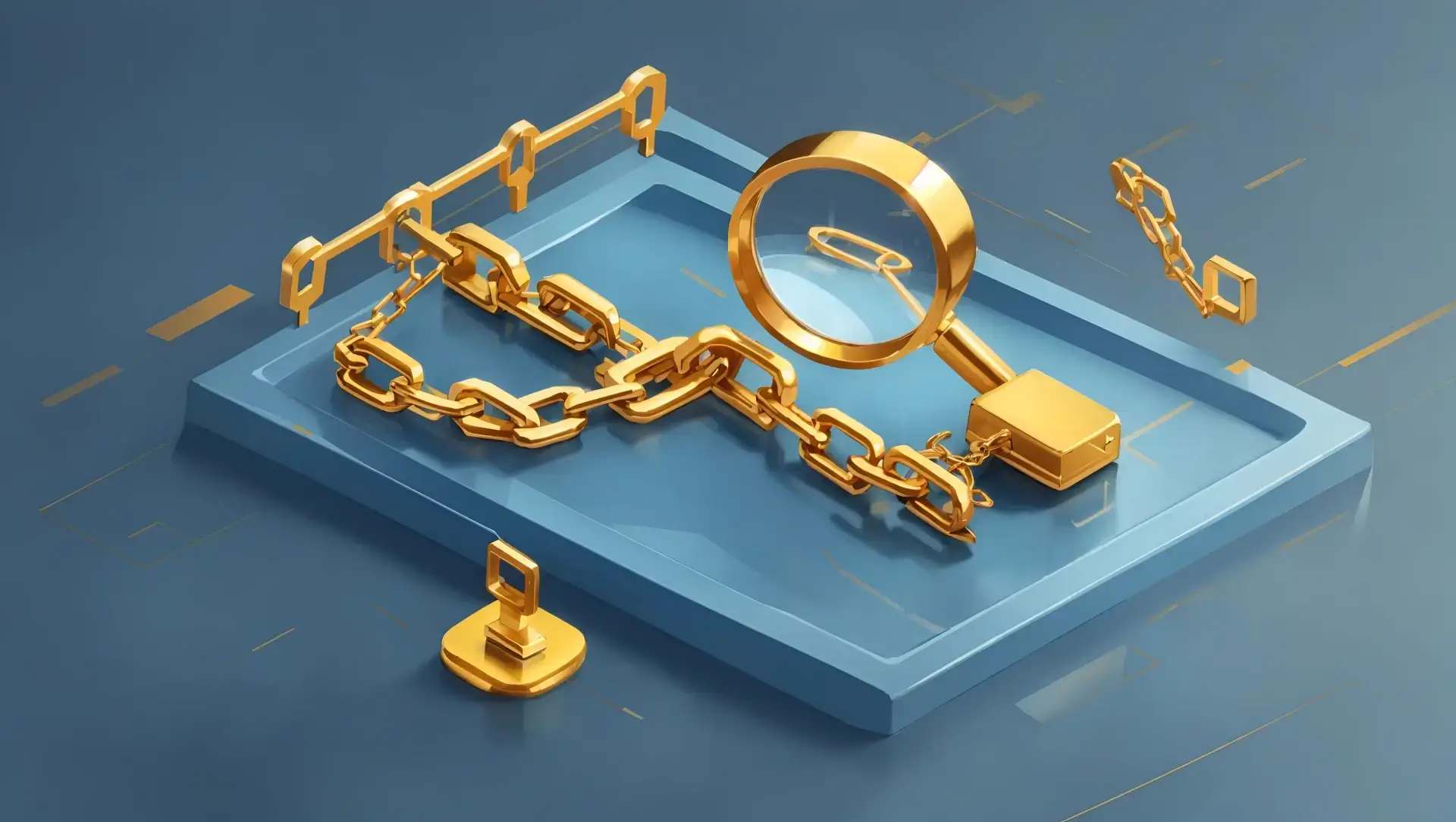 A magnifying glass hovers over a collection of colorful blocks labeled as backlinks, emphasizing how to determine their value
