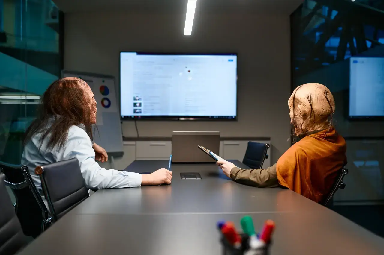 A diverse team of marketers in a modern office analyzing charts and data, discussing what CPA in digital marketing entails