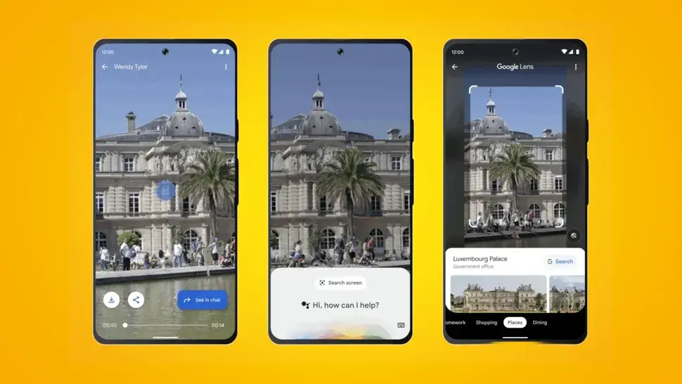 Source Techradar three android smartphones display a visual search in action using google lens, identifying luxembourg palace in paris. the middle phone shows a voice assistant prompt, while the rightmost screen highlights the palace's name and search results. this image clearly demonstrates why you should optimize for visual search, showcasing how users engage with real-time identification of landmarks through mobile ai.